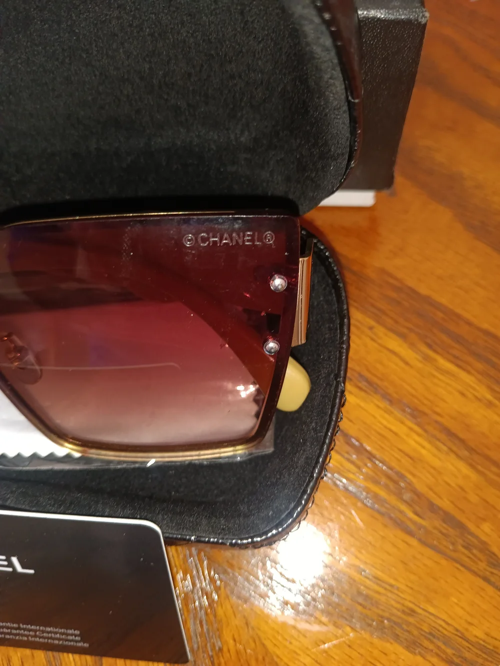 CHANEL Burgundy Gradient Shield Sunglasses with Gold Bridges